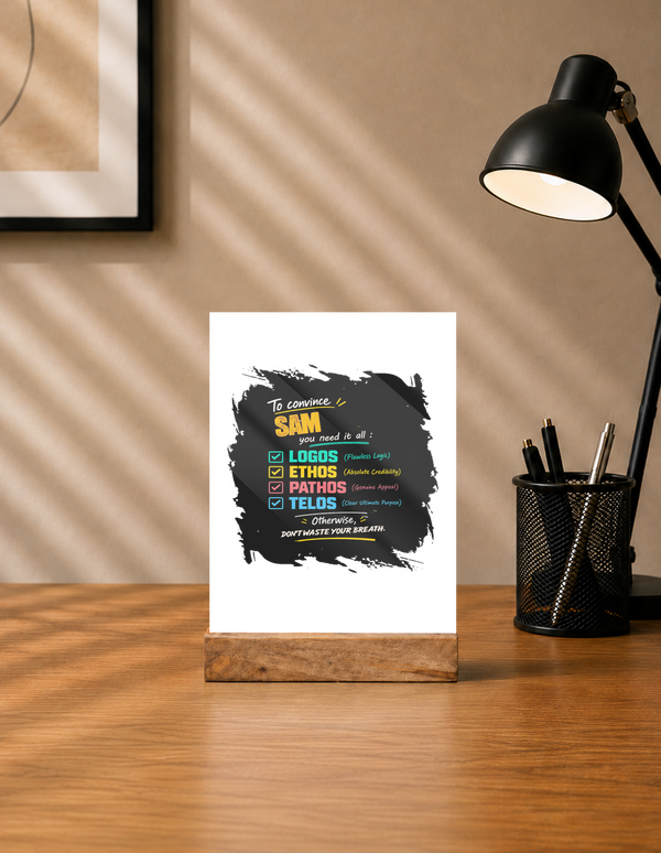 Acrylic Photo Frame with Stand | 5x7 Inch | Acrylic & Wood | UV Printed Tabletop Display | Universal | Personalized | Typography | Rhetoric | Persuasion | Confident | The Persuasion Formula