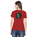 Female Classic Crew T-Shirt | Regular Fit | 180 GSM Bio-Washed Cotton Blend | Pre-Shrunk, Double-Stitched | Women | Personalized | Typography | Rhetoric | Persuasion | Confident | The Persuasion Formula - back - Red - mockup 2