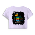 Female Baby Tee | Cropped Fit | Cotton Spandex Blend | Stretchy & Breathable | Women | Personalized | Typography | Rhetoric | Persuasion | Confident | The Persuasion Formula - back - Lavender - mockup 2
