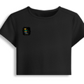 Female Baby Tee | Cropped Fit | Cotton Spandex Blend | Stretchy & Breathable | Women | Personalized | Typography | Rhetoric | Persuasion | Confident | The Persuasion Formula - right pocket - Black - mockup 4