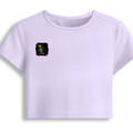 Female Baby Tee | Cropped Fit | Cotton Spandex Blend | Stretchy & Breathable | Women | Personalized | Typography | Rhetoric | Persuasion | Confident | The Persuasion Formula - right pocket - Lavender - mockup 4