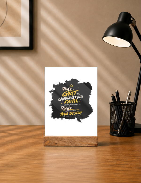 Acrylic Photo Frame with Stand | 5x7 Inch | Acrylic & Wood | UV Printed Tabletop Display | Universal | Personalized | Typography | Ambition | Inner Strength | Everyday | Uplifting | Grit, Faith & Destiny