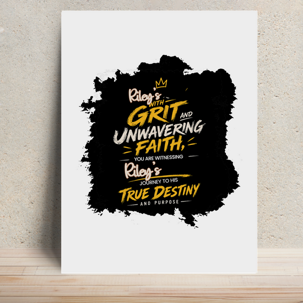 Metal Posters | 8x11.7 & 11.7x15.7 Inches | 1mm Thick Metal | Magnetic Mount | Waterproof | Glossy Finish | Home Decor | Personalized | Typography | Ambition | Inner Strength | Everyday | Uplifting | Grit, Faith & Destiny - front - White - mockup 1