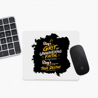 Mouse Pad | Standard Desk Size | Durable Fabric & Rubber | Skid-Proof Base, Smooth Surface, Fade-Proof | Unisex | Personalized | Typography | Ambition | Inner Strength | Everyday | Uplifting | Grit, Faith & Destiny