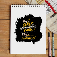 Sketchbook | A5 Size | 140 GSM Paper | Spiral Bound | Unisex | Personalized | Typography | Ambition | Inner Strength | Everyday | Uplifting | Grit, Faith & Destiny