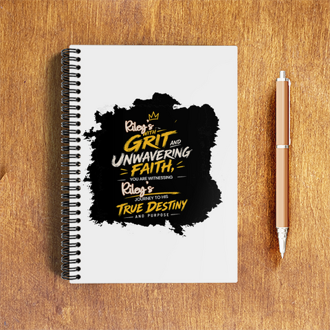 A5 Notepad | 120 Pages, Ruled/Unruled | 70 GSM Natural Shade Paper, 300 GSM Cover | Wire Bound | Everyday Use | Personalized | Typography | Ambition | Inner Strength | Everyday | Uplifting | Grit, Faith & Destiny - front - White - mockup 1