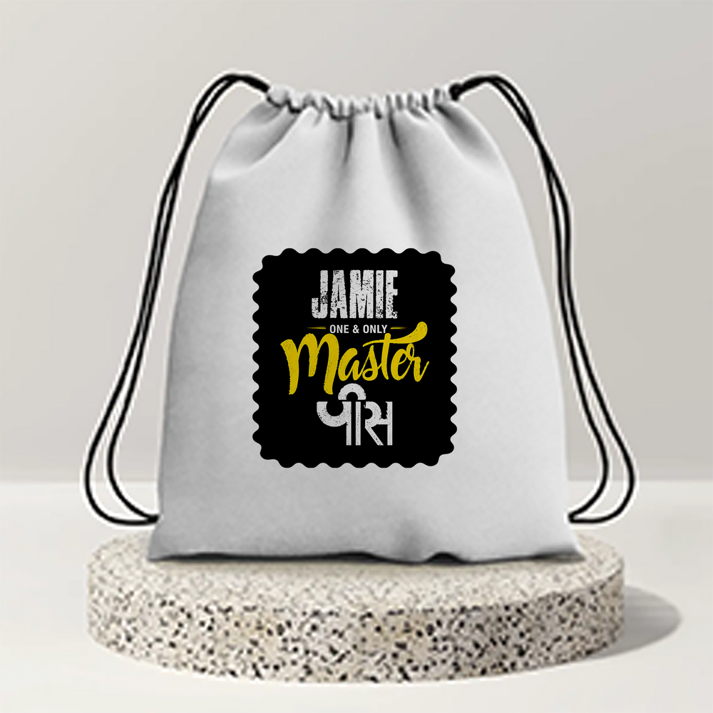 Drawstring Bag | 280 GSM | Durable Cotton | Secure Closure | Unisex | Personalized | Typography | Identity | Self-Worth | Everyday | Confident - front - mockup 1