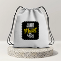 Drawstring Bag | 280 GSM | Durable Cotton | Secure Closure | Unisex | Personalized | Typography | Identity | Self-Worth | Everyday | Confident - back - mockup 2