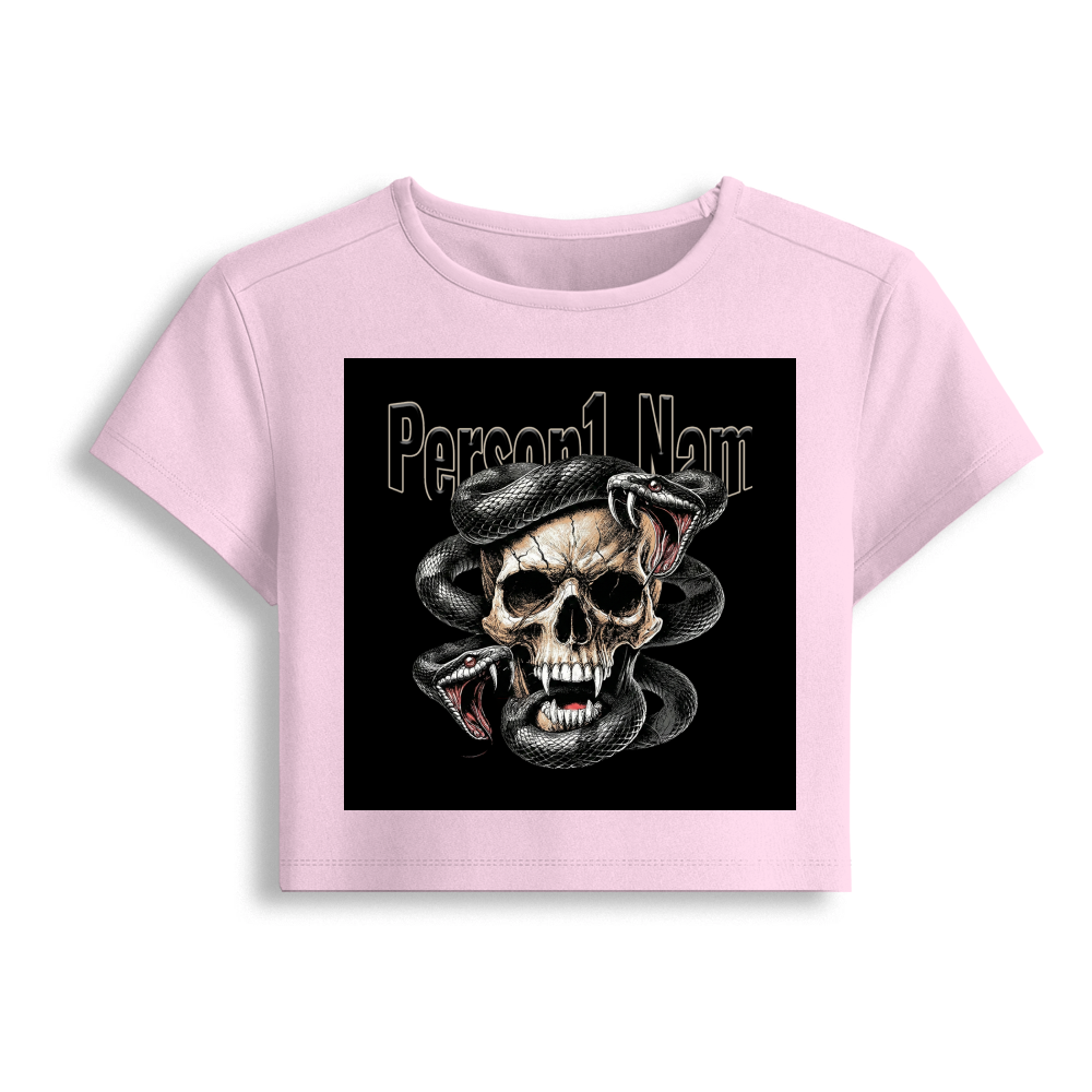 Personalized Edgy T-Shirt with Custom Name - Female Baby Tee Embroidery T-Shirt