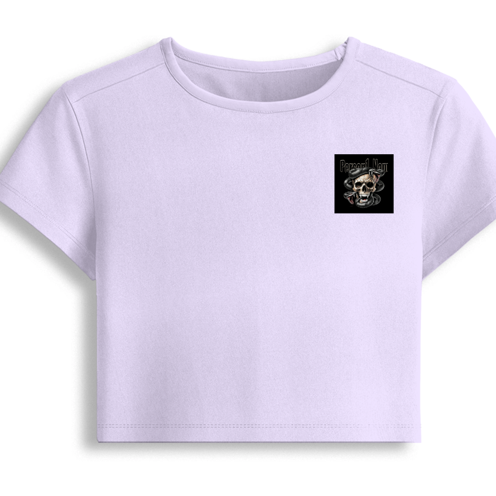 Personalized Edgy T-Shirt with Custom Name - Female Baby Tee Embroidery T-Shirt