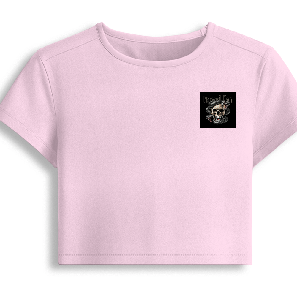 Personalized Edgy T-Shirt with Custom Name - Female Baby Tee Embroidery T-Shirt