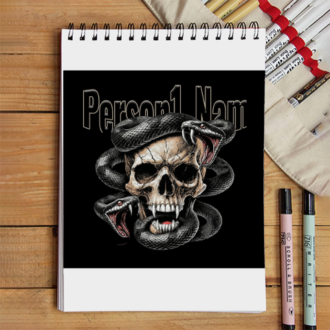 Personalized Dark Art Sketchbook Accessories with Custom Name