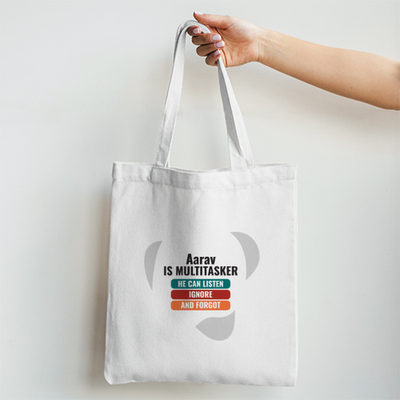 Personalized Typographic Tote Bag Non Zipper Printing,embroidery with Custom Name
