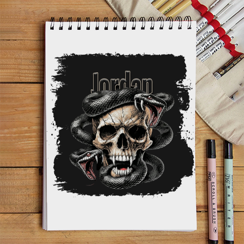 Personalized Dark Art Sketchbook Accessories with Custom Name