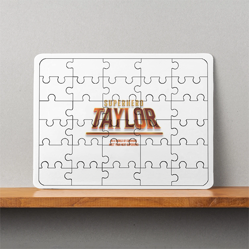 Personalized MDF Wooden Puzzles Accessories - Cinematic with Custom Name - White image 1