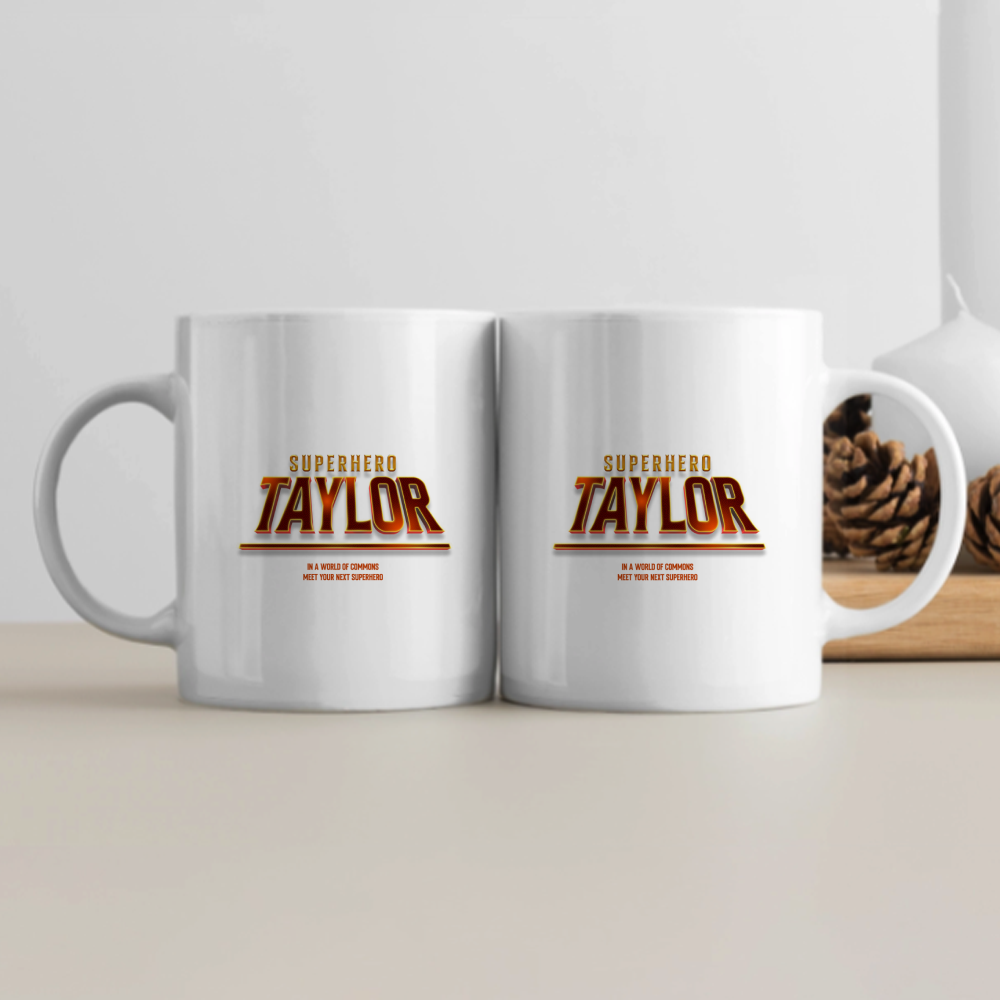 Personalized White Coffee Mug Accessories - Cinematic with Custom Name