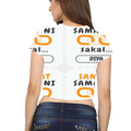 Personalized Female Womens Crop Top All Over Printed Products - Graphic with Custom Name - White image 2