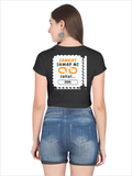 Personalized Female Crop Top Embroidery - Graphic with Custom Name - Black image 2