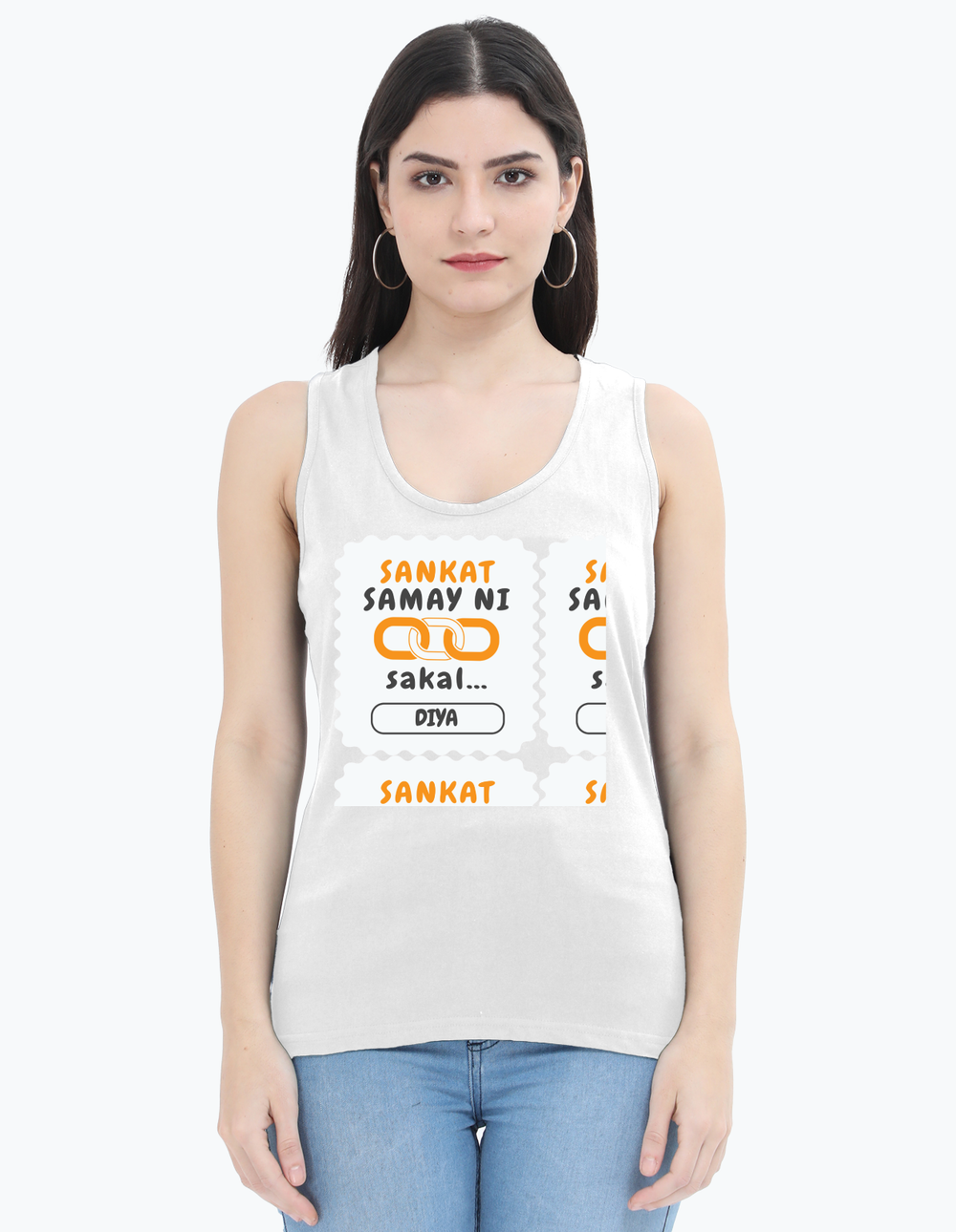 Personalized Female Womens Tank Top Dtf - Graphic with Custom Name - White image 1