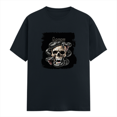 Personalized T-Shirt - Grunge with Custom Name - Male Classic Crew T Shirt Dtg T-Shirt - Navy Blue image 1