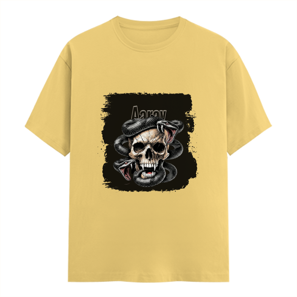 Personalized T-Shirt - Grunge with Custom Name - Female Classic Crew T Shirt Dtg T-Shirt - Yellow image 1