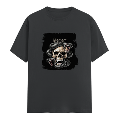 Personalized T-Shirt - Grunge with Custom Name - Male Classic Crew T Shirt Dtf T-Shirt - Steel Grey image 1