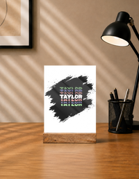 Personalized Acrylic Frame With Stand Printing - Modern with Custom Name