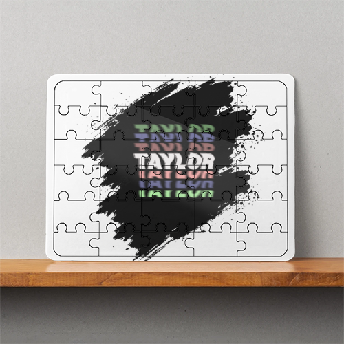 Personalized MDF Wooden Puzzles Accessories - Modern with Custom Name - White image 1
