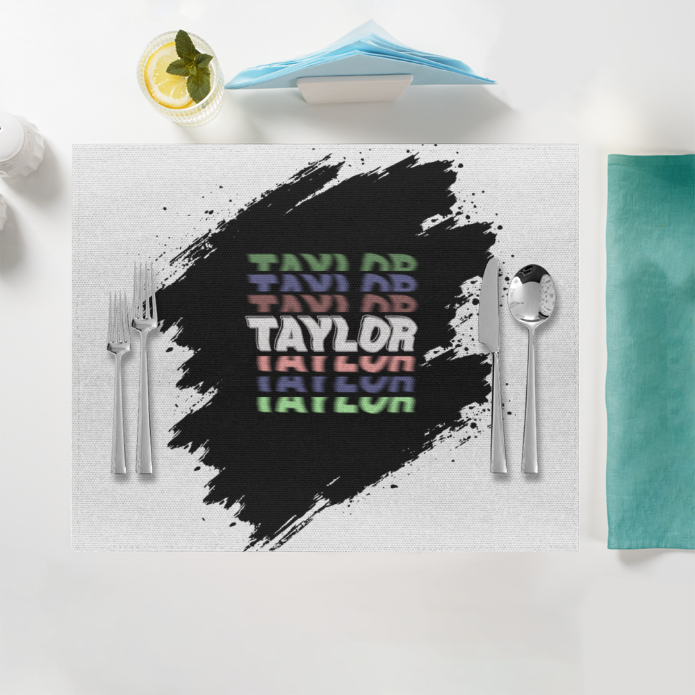 Personalized Accessory - Modern with Custom Name - Placemat Accessories Accessory - White image 1