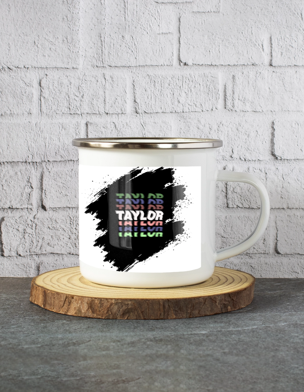 Personalized White Enamel Mugs Accessories - Modern with Custom Name image 1