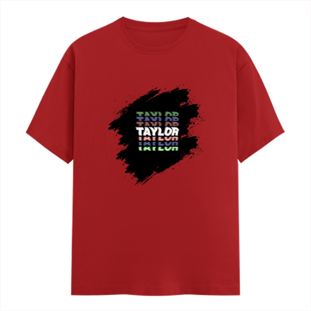 Personalized T-Shirt - Modern with Custom Name - Male Classic Crew T Shirt Dtg T-Shirt - Red image 1