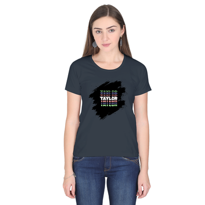 Personalized T-Shirt - Modern with Custom Name - Female Classic Crew T Shirt Dtf T-Shirt - Navy Blue image 1