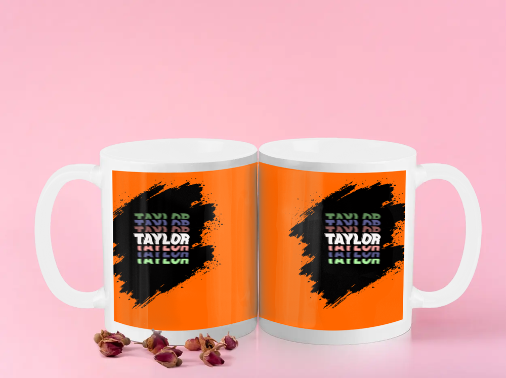 Personalized Color Coffee Mug Dtg - Modern with Custom Name - White image 1