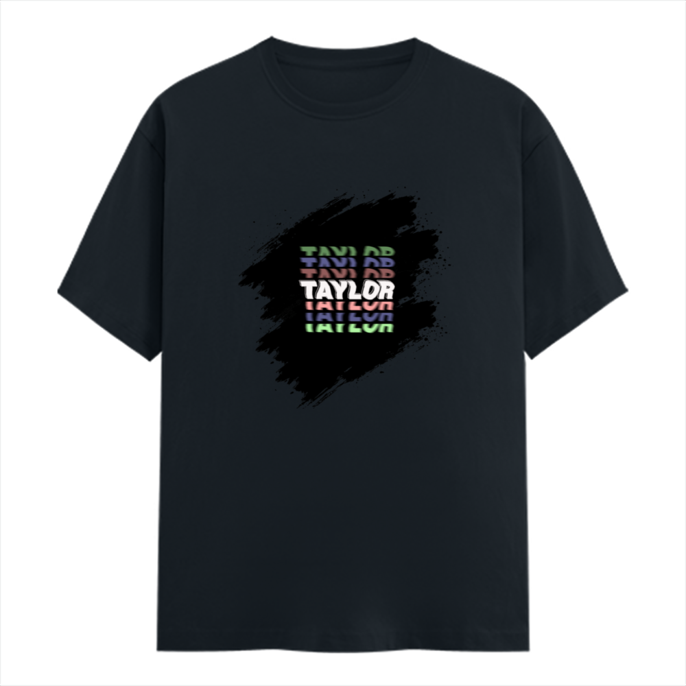 Personalized T-Shirt - Modern with Custom Name - Male Classic Crew T Shirt Dtf T-Shirt - Navy Blue image 1