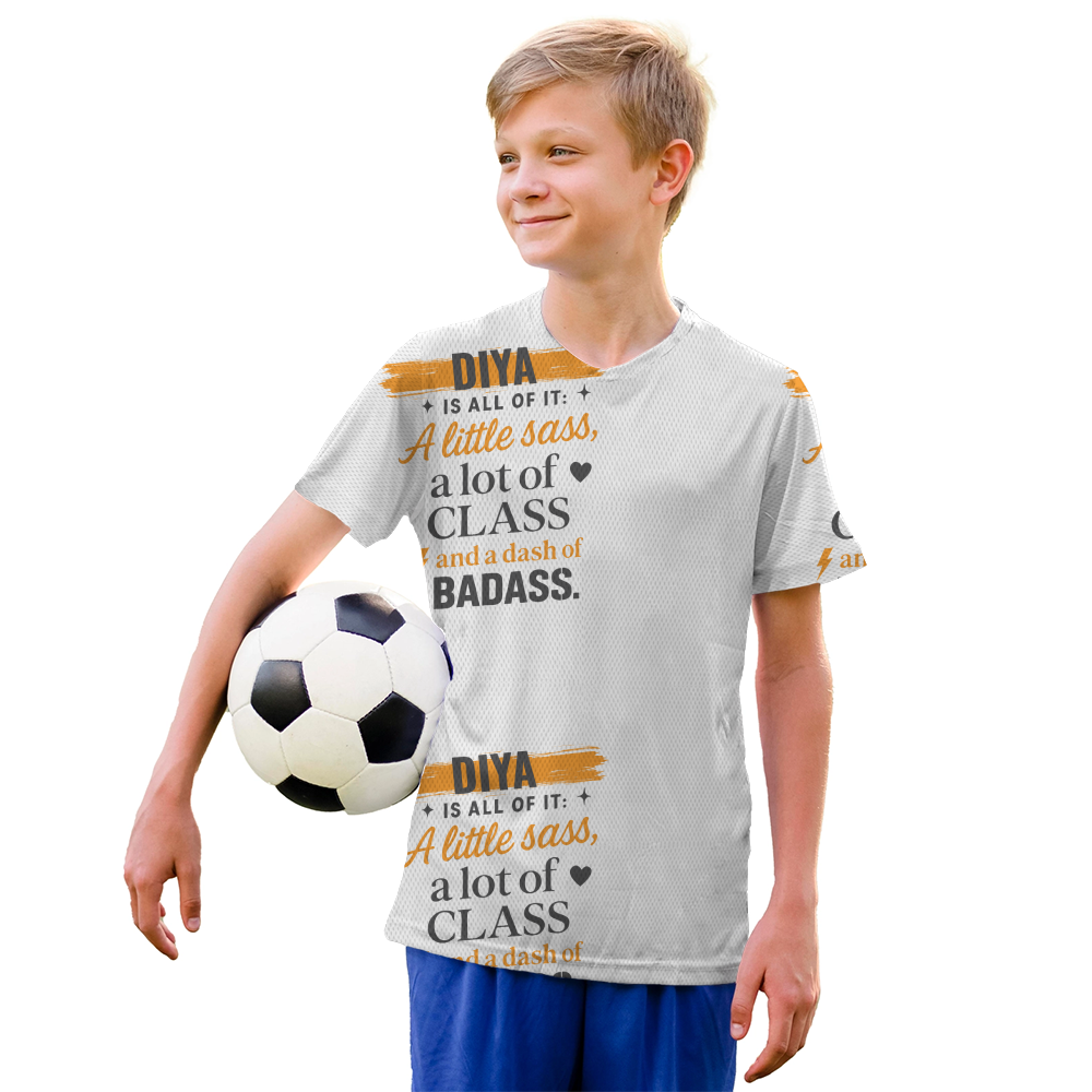 Personalized T-Shirt - Modern with Custom Name - Kids Sports T Shirt All Over Printed Products T-Shirt - White image 1