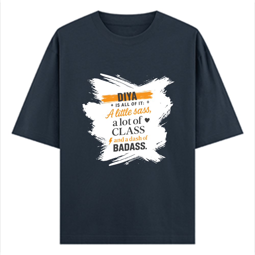 Personalized T-Shirt - Modern with Custom Name - Oversized Standard T Shirt Dtf T-Shirt - Navy Blue image 1