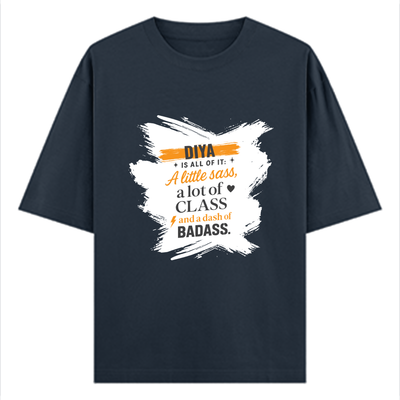 Personalized T-Shirt - Modern with Custom Name - Oversized Standard T Shirt Dtf T-Shirt - Navy Blue image 1