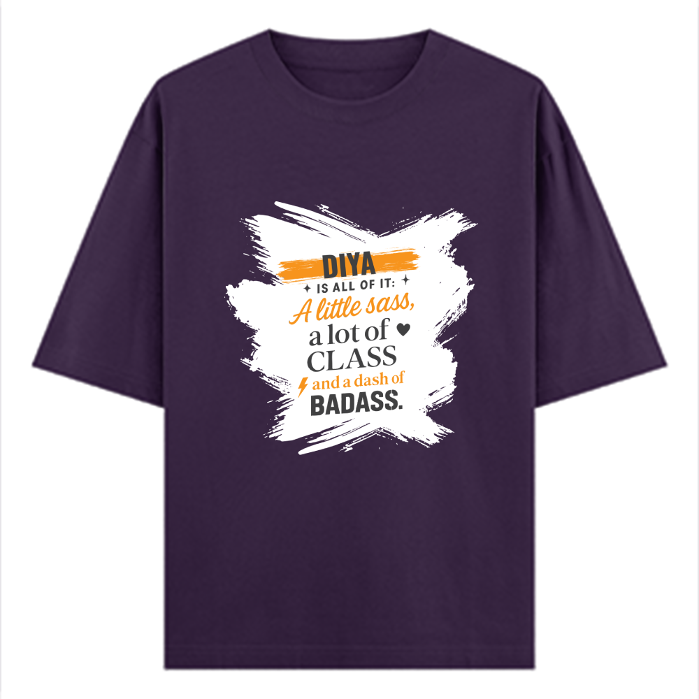 Personalized T-Shirt - Modern with Custom Name - Oversized Classic T Shirt Dtf T-Shirt - Purple image 1