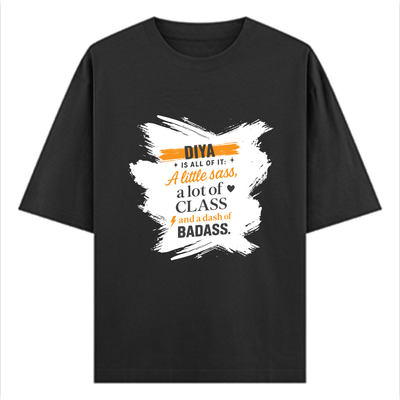 Personalized T-Shirt - Modern with Custom Name - Oversized Classic T Shirt Embroidery T-Shirt - Black image 1