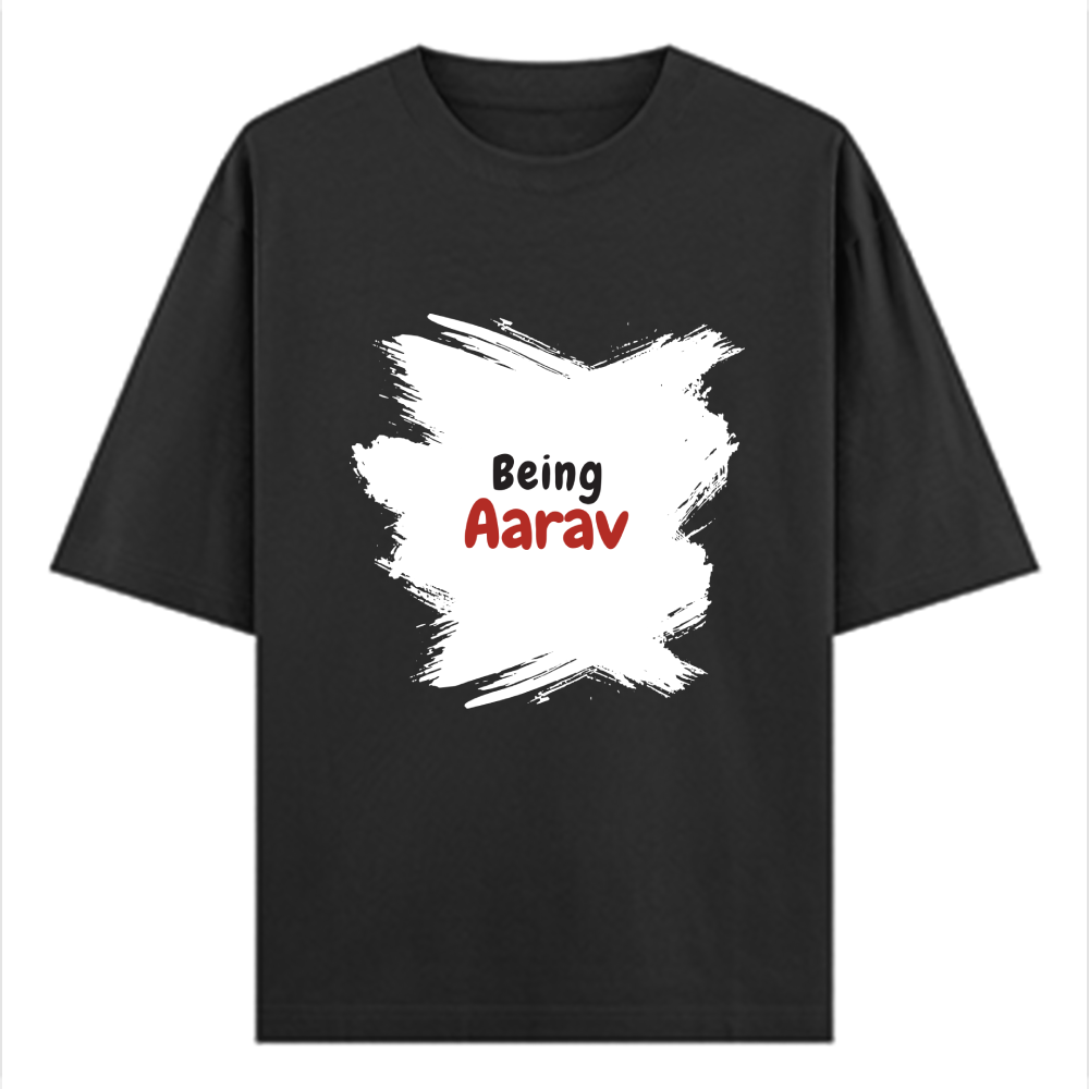 Personalized T-Shirt - Minimalist with Custom Name - Oversized Standard T Shirt Embroidery T-Shirt - Black image 1