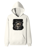 Personalized Pullover Hoodie - Grunge with Custom Name -DTG Print - intense skulls pullover hoodie - Off White image 3