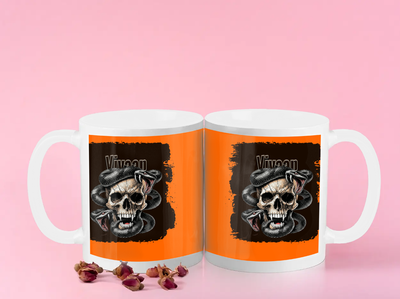 Personalized Color Coffee Mug - Grunge with Custom Name -DTG Print - White image 1