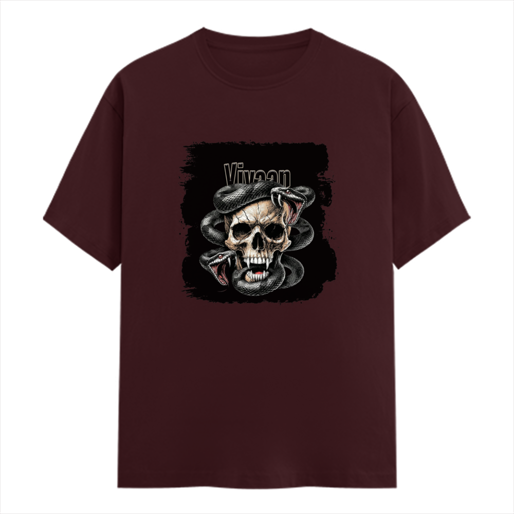 Personalized Male Classic Crew T-Shirt - Grunge with Custom Name -DTG Print - DTG Print - Maroon image 1