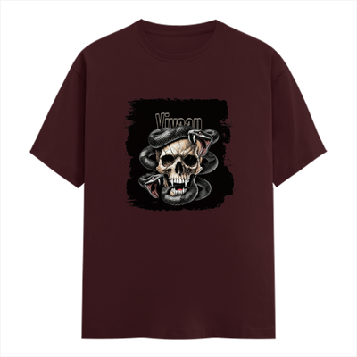 Personalized Male Classic Crew T-Shirt - Grunge with Custom Name -DTG Print - DTG Print - Maroon image 1