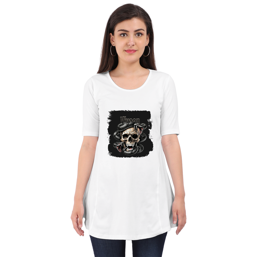 Personalized T-Shirt - Grunge with Custom Name -DTG Print - intense skulls female maternity dress - White image 1