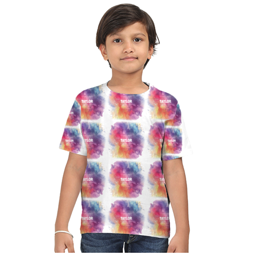 Personalized Kids T-Shirt All Over Printed Products - Artistic with Custom Name - White image 1