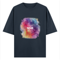 Personalized Oversized Standard T-Shirt - Artistic with Custom Name -DTG Print - Navy Blue image 3