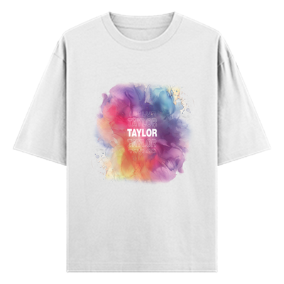 Personalized Oversized Standard T-Shirt - Artistic with Custom Name -DTG Print - White image 1