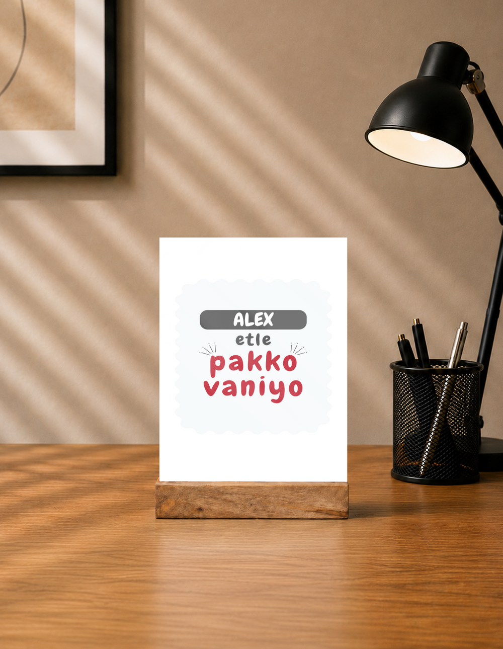Personalized Acrylic Frame With Stand Printing - Typographic with Custom Name image 1