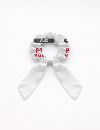 Personalized Accessory - Typographic with Custom Name - Female Bow Scrunchies Accessories Accessory - White image 1